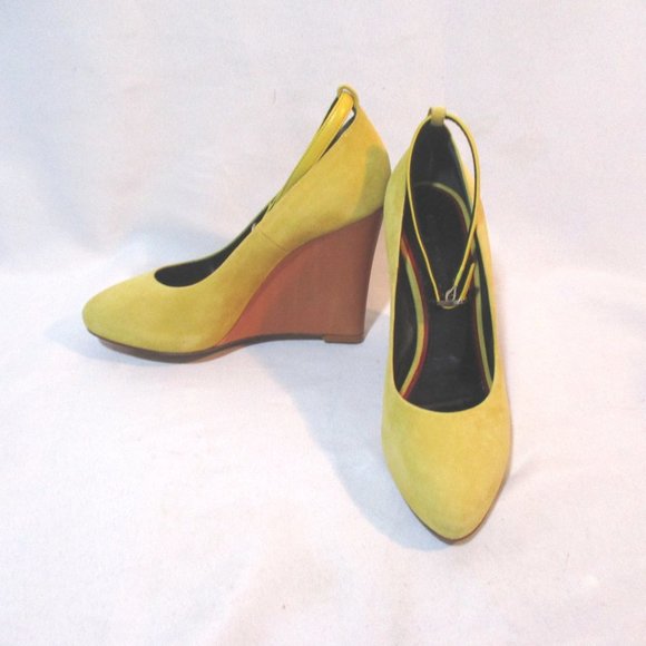 CELINE PARIS YELLOW WEDGE PUMP Shoe - Picture 4 of 10
